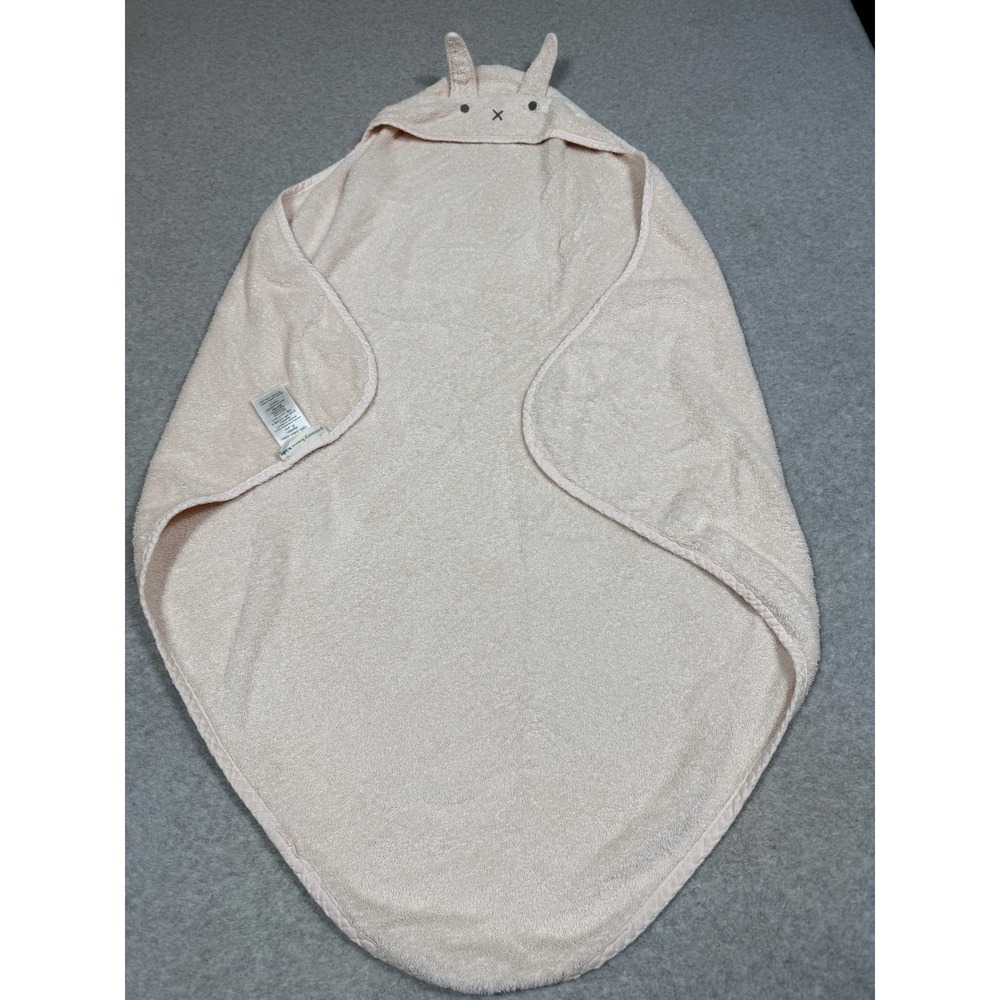 Pottery Barn Kids Bunny Hooded Baby Towel Pink Cotton Terry 3D Ears One Size